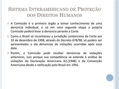 PPT Sistema Interamericano de ProteÃÃo dos Direitos Humanos