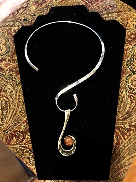 Excited To Share This Item From My Etsy Shop Hammered Silver Tone S Choker With Golden Pendant