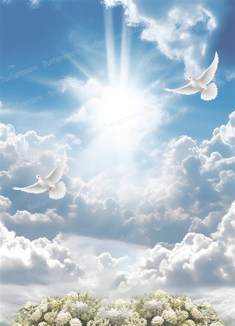 Memorial Dove Clouds Ai Art Christian Funeral White Blue Doves