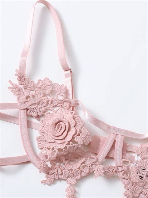 Appliques Cut Out Underwire Lingerie Set Shein Usa