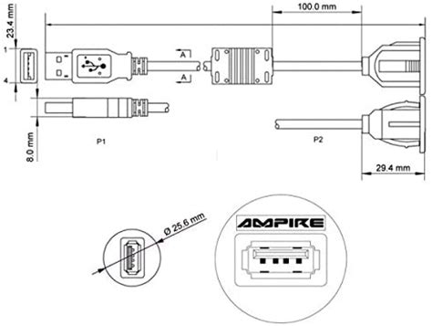 Ampire Usb Einbaubuchse Mit Cm Kabel Aux Bt Usb Adapter