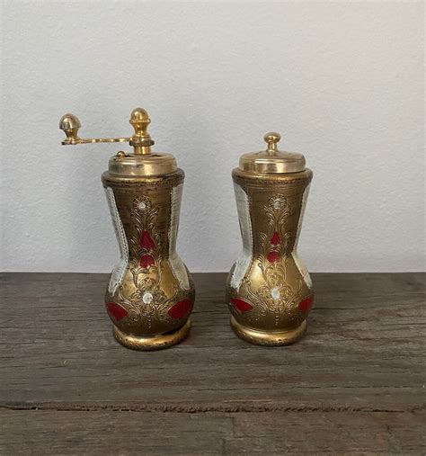 Vintage Italian Florentine Salt Shaker And Pepper Grinder Etsy