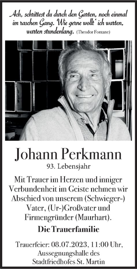 Traueranzeigen Von Johann Perkmann Wirtrauern At