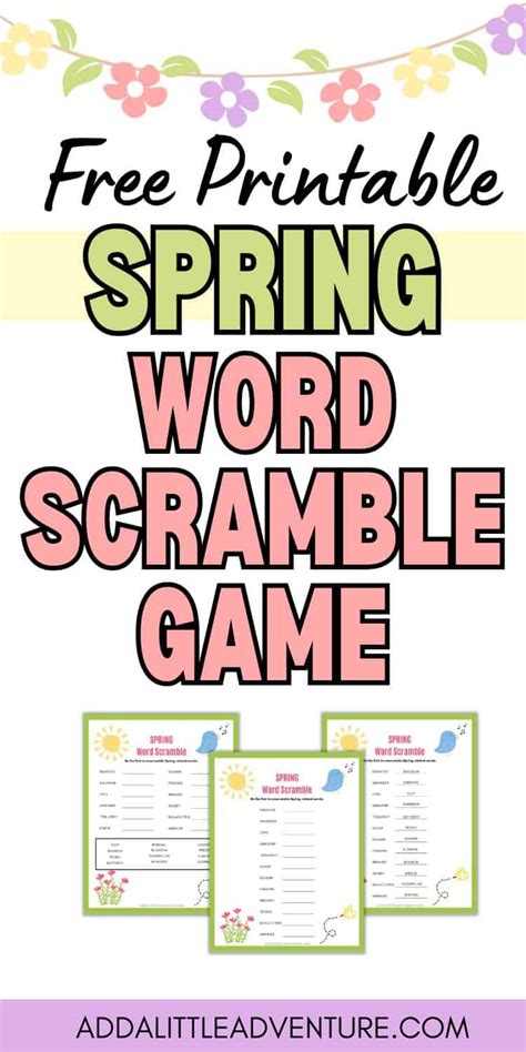 Free Printable Spring Word Scramble