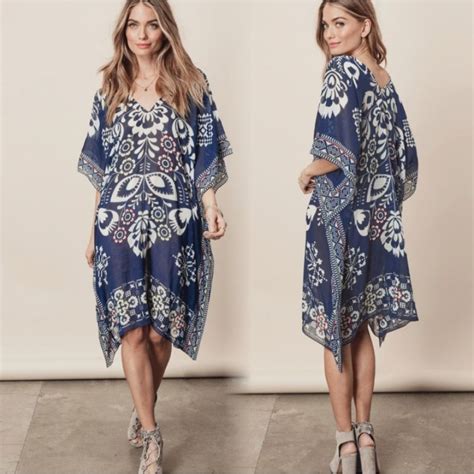 Jual Blue Flower Abstract V Bikini Outer Dress Beach Cover Luaran