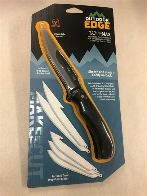 New Outdoor Edge Razormax Black Replaceable Razor Blade Knife 3 5 And 5 Blades Big Sky