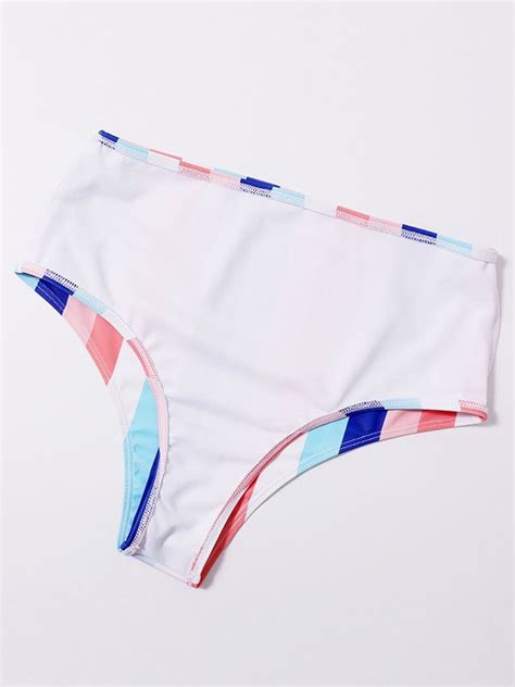 Emmiol Envío gratis Bikini de rayas de colores Azul XL de Bikinis en la tienda en línea