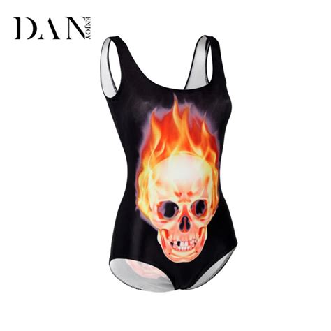 Danenjoy Halloween Print Women Monokinis Swimsuit One Piece Bodysuit