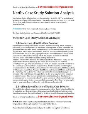 Calam O Netflix Case Study Solution Analysis