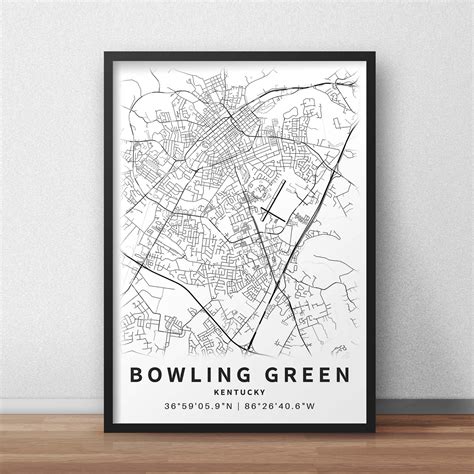 printable map bowling green kentucky united states etsy