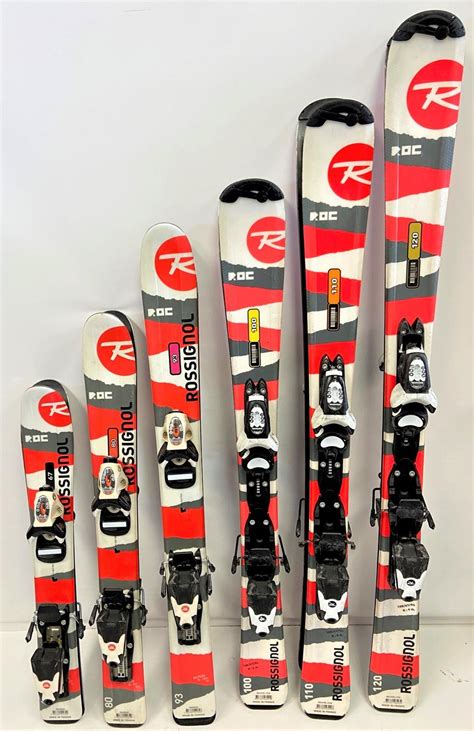 rossignol roc jr skis  cm  comp   adjustable bindings kids