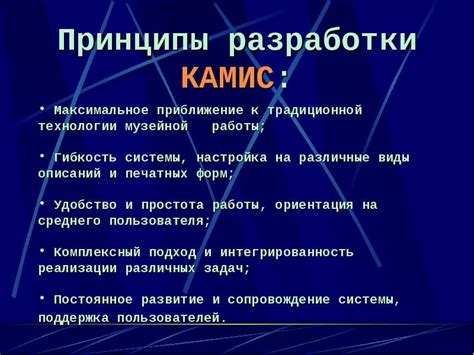 Принципы разработки КАМИС