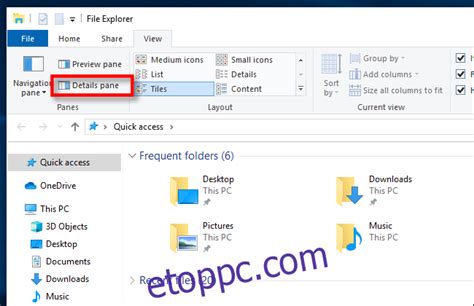 A File Explorer előnézeti ablakának megjelenítése Windows 10 rendszeren