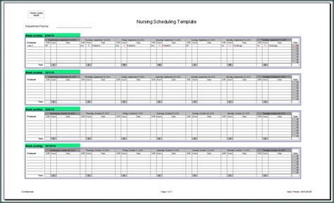 Free Printable Nursing Schedule Template