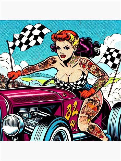 Vintage Hot Rod Pin Up Art Board Print For Sale By PulpVintage Redbubble