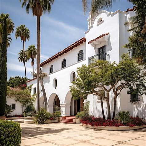 Premium Ai Image Spanish Colonial Revival Architecture With White Ba