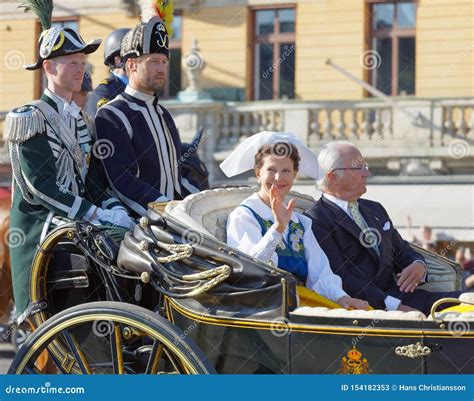 The Swedish Queen Silvia And King Carl Gustaf Bernadotte Waiving To The