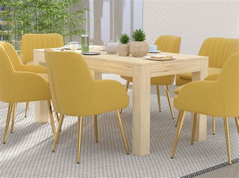 Mahmayi Modern Wooden 6-Seater Dining Table Stylish Natural Davos Oak ...
