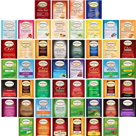 twinings tea bags sampler caffeinated herbal  decaf  ct