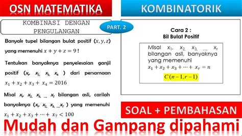 Kombinasi Dengan Pengulangan Part 2 Kombinatorik Youtube