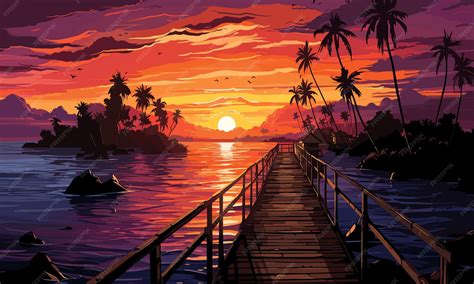 Desenho De Paisagem Por Do Sol - Design plano desenhado à mão com um belo vetor de paisagem por do sol ...