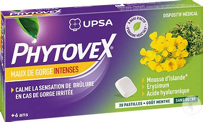 Upsa Phytovex Maux De Gorge Intenses Sans Sucres Pastilles Sucer