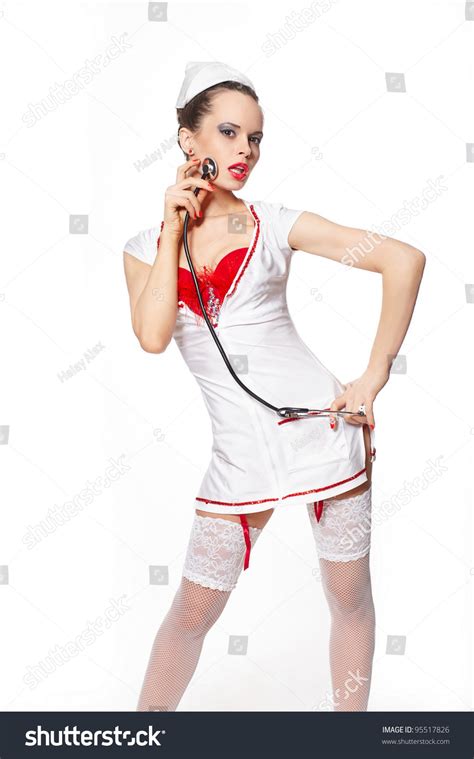 Sexy Beautiful Female Brunette Doctor Stethoscope Stock Photo 95517826 Shutterstock