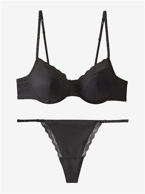 Bra Panty Sets Black Matte Satin Lace Piece Sexy Adult S Lingerie Milanoo