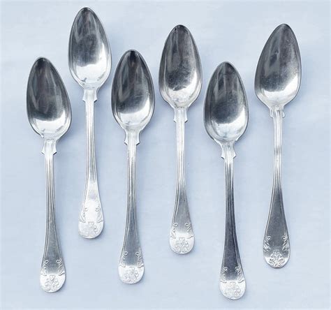 Sex Antika Skedar Teskedar Av Silver I Gammalf K P P Tradera