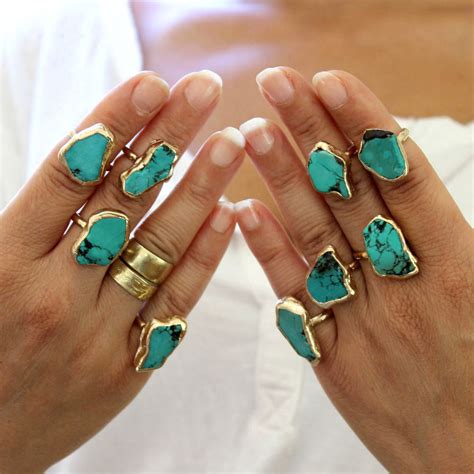 raw turquoise ring turquoise ring boho turquoise ring gold stacking