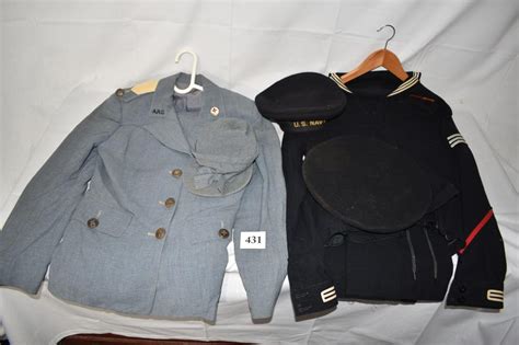 Lot - (3) WWI WWII Military Hats and Two Uniforms