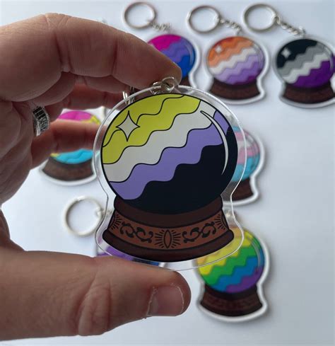 Non Binary Crystal Ball Lgbt Pride Flag Keychain Keyring Lgbt Lgbtqia Plus Halloween Gay