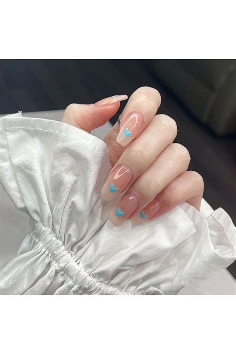 TipsArt Mavi Kalpli Nude 24lü Takma Tırnak Seti ve Zararsız Yapıştırıcı Fiyatı Yorumları