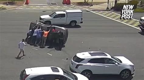 8 Good Samaritans Pull Over Band Together To Flip Over Suv And Rescue