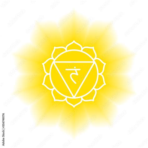 Manipura Icon The Third Sun Chakra Vector Yellow Gloss And Shine