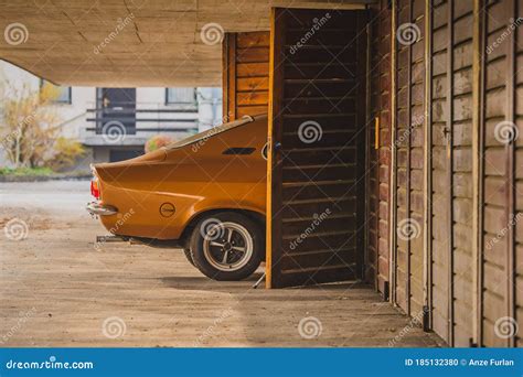 Old Car Being Parked In A Garage Stock Photo Image Of Interior Light