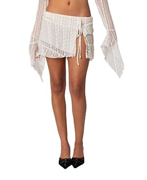 Buy EDIKTED Anastasia Sheer Lace Ruffle Mini Skirt White At 25 Off