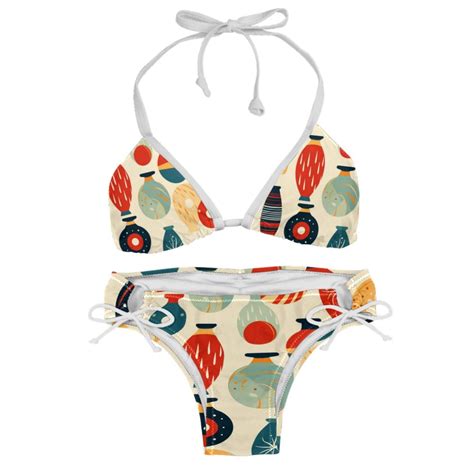 Bowling Bikini Set Swim Suit Detachable Sponge Adjustable Strap Two Pack Beach Pool Vacation