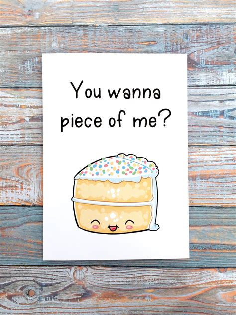 You Wanna Piece Of Me Birthday Cake Card Kawaii Birthday Etsy