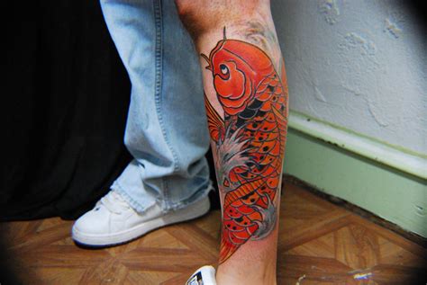 koi tattoo leg