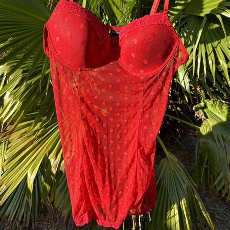 Sexy Red Lingerie Sheer Polka Dotted No Depop