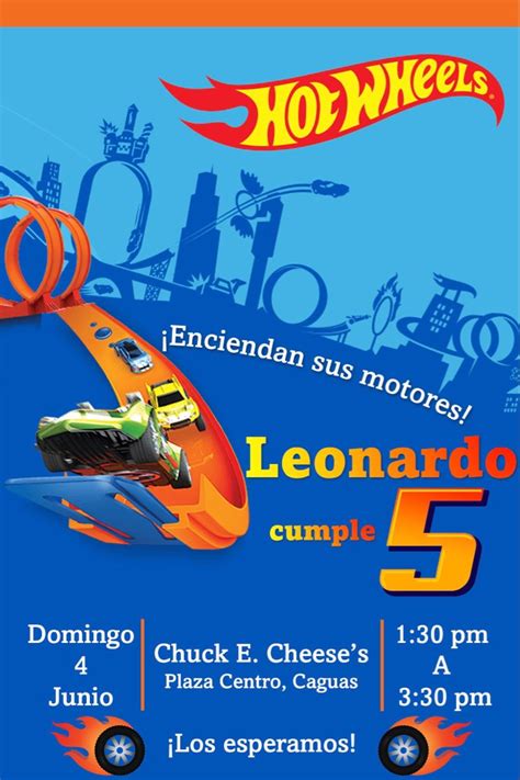 Hot Wheels invitation Cumpleaños de hot wheels Fiesta de hot wheels Imprimibles hot wheels