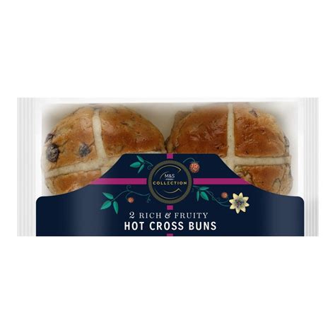 M S Collection 2 Fruited Hot Cross Buns Ocado