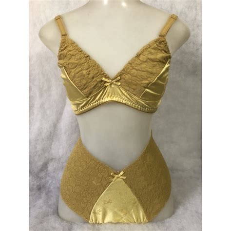 Conjunto Lingerie Mostarda Rendado Desenho Shopee Brasil