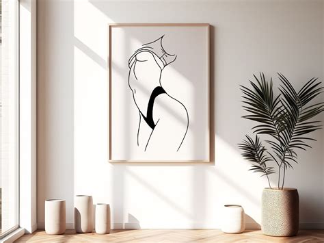 Naked Woman One Line Draw Art Nude Female Print Woman Body Wall Art Abstract Female Poster