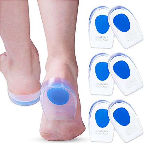 JIAHAO HOT 3 Pair Gel Heel Cups Plantar Fasciitis Inserts - Silicone