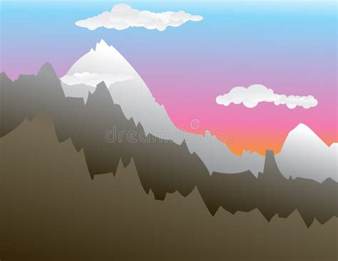 Mountain Sunset Sticker Vector Sunset View With House And Mountain