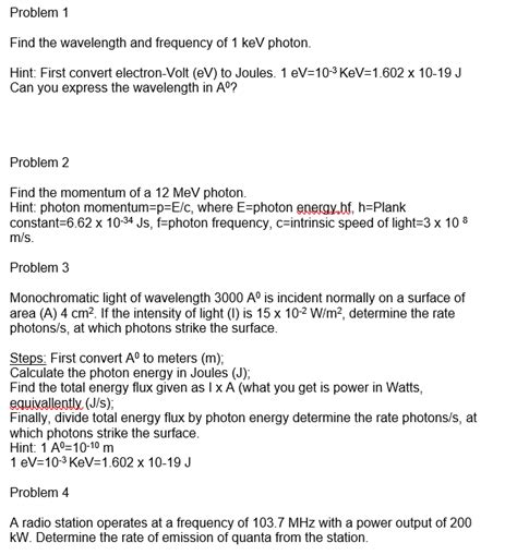 Solved Problem 1 Find the wavelength and frequency of 1 | Chegg.com