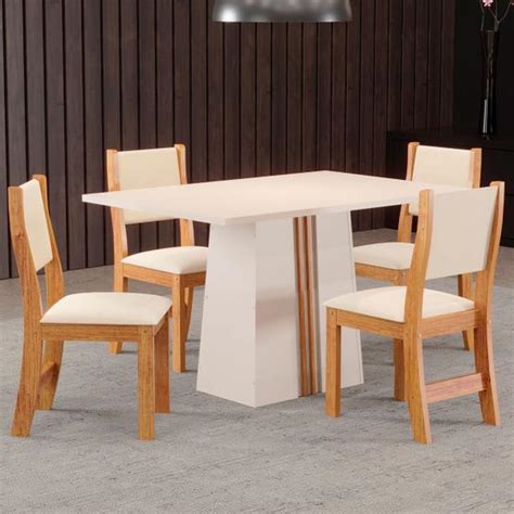 Mesa De Jantar Lugares Marilia Off White Blonde Mel Nude Viero