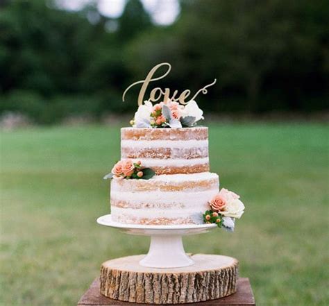 Gold Cake Topper Love Wedding Gold Cake Topper Please Send Etsy Naked Wedding Cakes Fall